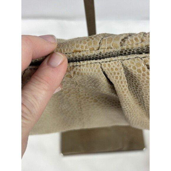 Hobo International Pillow Frame Clutch Tan Leather Snake Reptile Shoulder Strap - Picture 4 of 10
